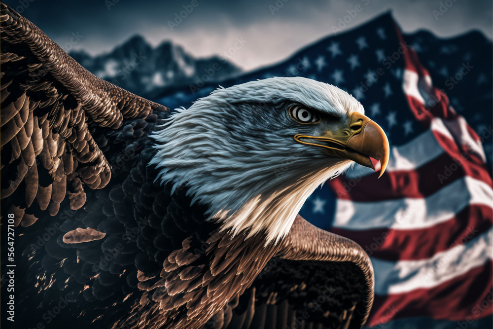 Bald Eagle, America, Memorial Day, 4th of July - obrazy, fototapety, plakaty 