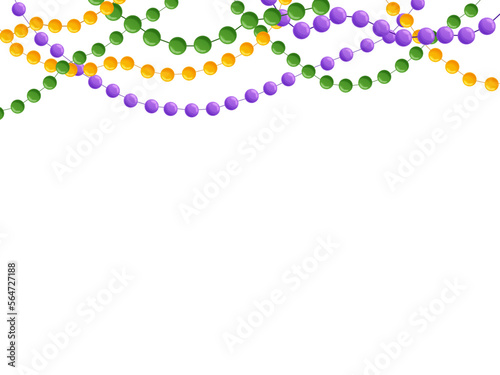 Fototapeta Mardi Gras decorative background with colorful traditional beads.