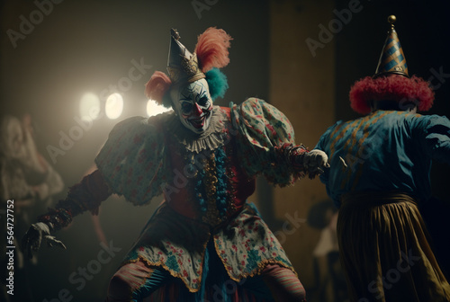 antasy vintage Circus carnival  for a circus show with acrobats, magicians, joker,animals and clowns. Welcome to the performance,generative ai. photo