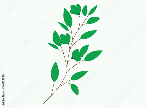 leaves isolated on white. branch with leaves. Green tree vector leaf  design and clip art.