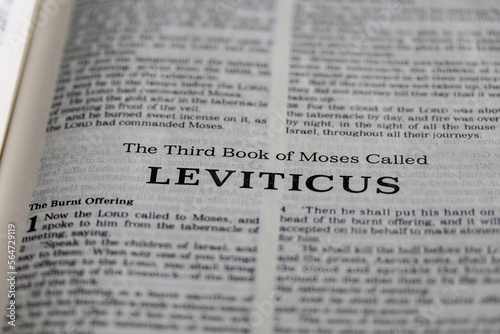 Leviticus, third book of Moses from the Bible, title page, Old Testament or Torah for Christian and Jewish religion