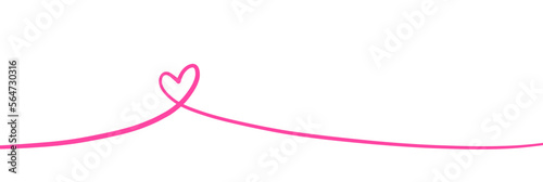 line art drawing of heart sign on white background . banner, borderline, border, 	
Valentines card illustration 