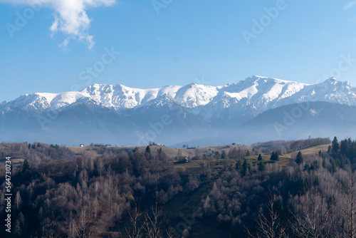 mountains in the fog
