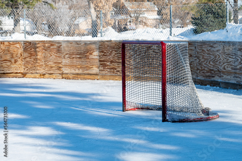 Canvas Print ice hockey net outdside