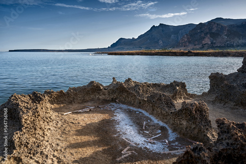 Salt crust at the shoreline