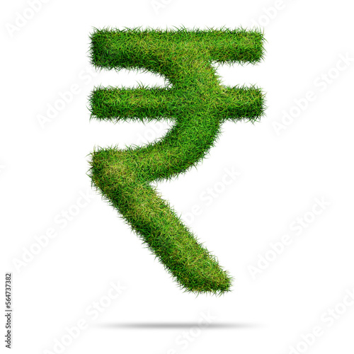 Rupee symbol or icon design with green grass style