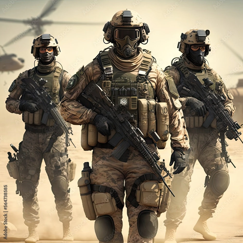 Military Special Forces With Weapon Armed Soldiers Stock Illustration