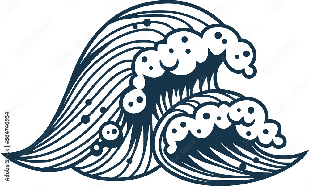 Sea or ocean wave with foam for marine nautical design Sea or ocean wave with foam for marine nautical design