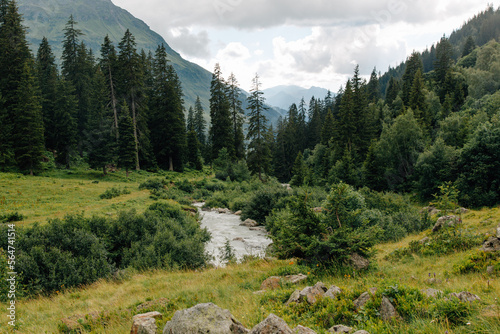 Beautiful hiking nature in Davos Klosters in Switzerland