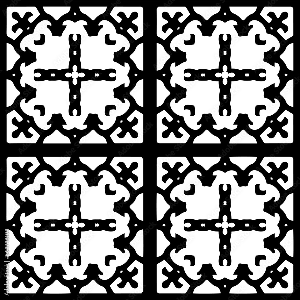 
Vector pattern in geometric ornamental style. Black and white color. Simple geo all over print block for apparel textile, ladies dress, fashion garment, digital wall paper.