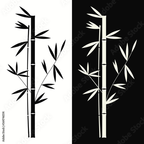 Fototapeta Naklejka Na Ścianę i Meble -  An illustration of mirrored black and white bamboo. Vector