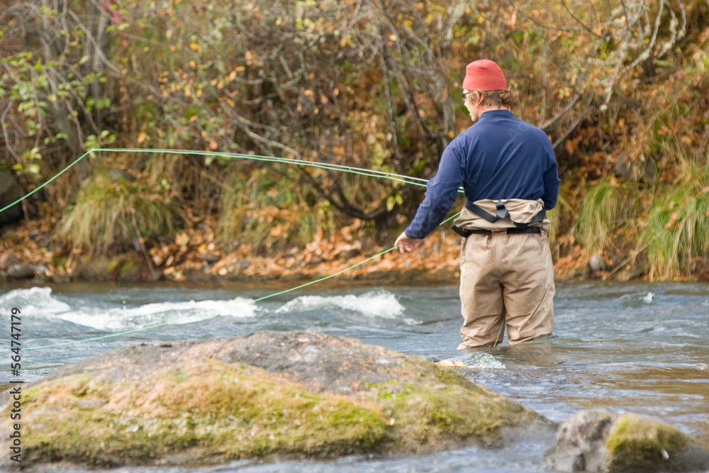 Fly fishing for steelhead trout. Fly fishing for steelhead trout.