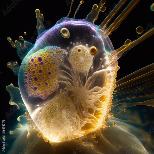 various protozoa under blacklight – microscopic unicellular eukaryotes (generative ai content) photo