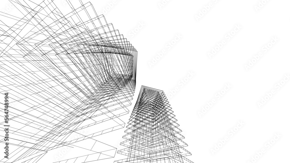 Modern building architectural 3d rendering