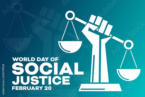 World Day of Social Justice. February 20. Vector illustration. Holiday poster.