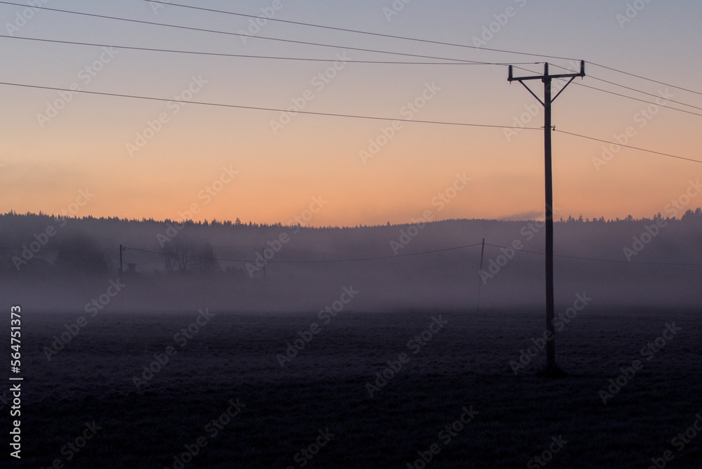 Powerlines in fog