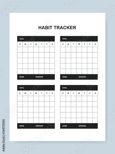 Habits Tracker printable template isolated on background. Vector illustration