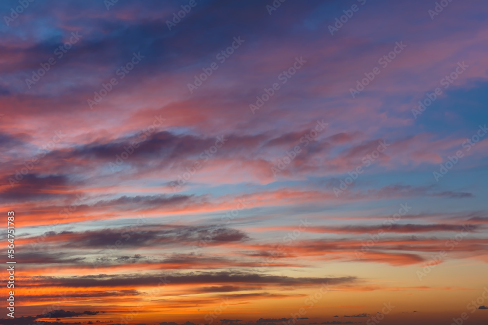 Dramatic sunset sky background overlay. Ideal for sky replacement