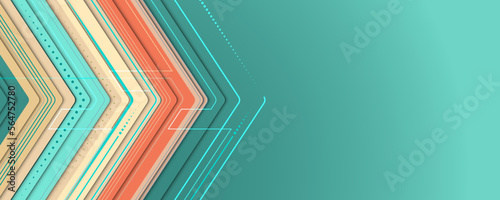 Blend Thin Line Hexagon Tech Light Blue Abstract Memphis Geometric Wide Banner Design Background