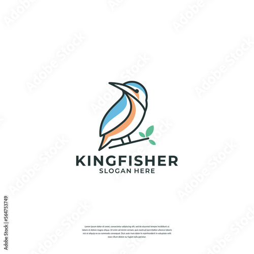 Creative kingfisher line logo template