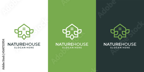 Home tree line logo design inspiration