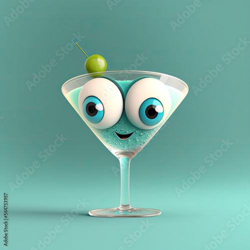 Cute Cartoon Martini Charac...