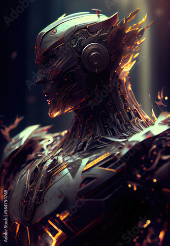 Robot with high-tech armour - Generative AI illustration