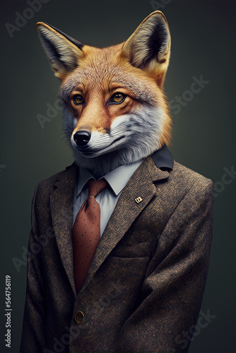 Fox wearing a business suit and tie by generative AI