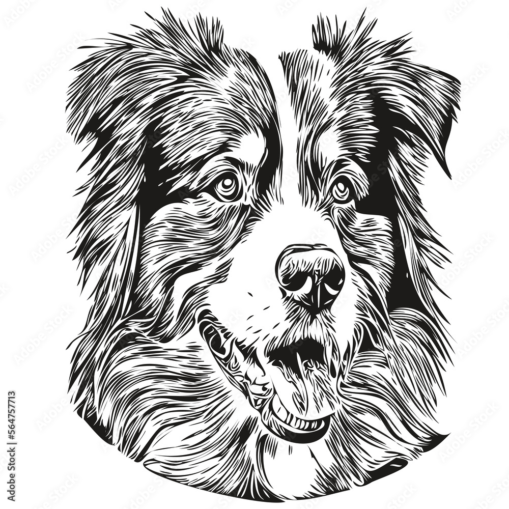 Australian Shepherd dog line art hand drawing vector logo black and ...