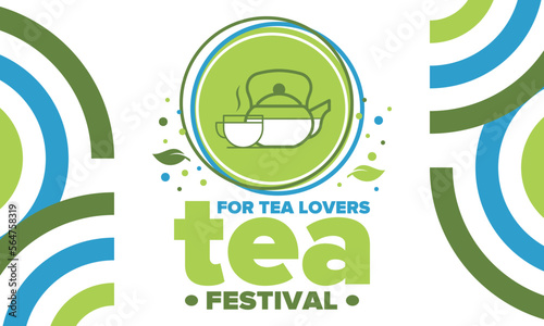 Tea Festival. For tea lovers. Event for professionals in the tea industry. Tea ceremony. Delicious leaf tea. Cafes and restaurants. Trainings for baristas from staff schools. Creative Illustration
