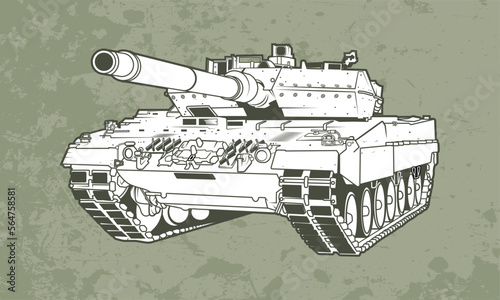 Vector illustration of a third generation German main battle tank
