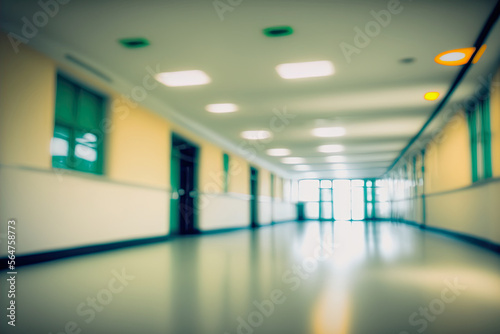 ai midjourney illustration of hospital hallway intentionally blurred as wallpaper © Claudia Nass