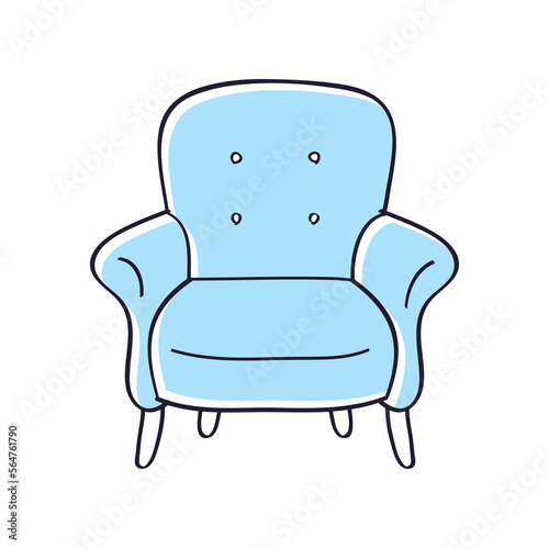 Blue armchair isolated vector illustration