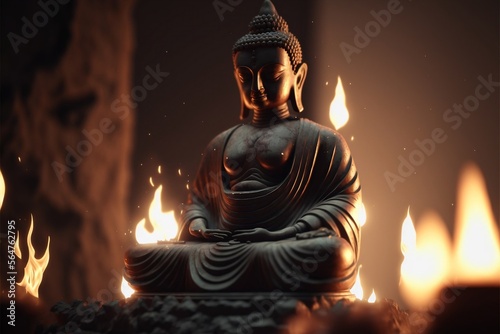 Flaming Buddha Statue