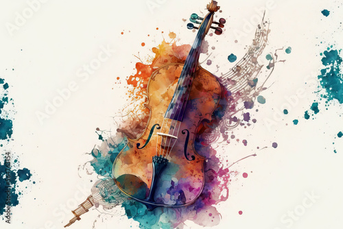 close-up of violin in a aquarelle style, ai generated