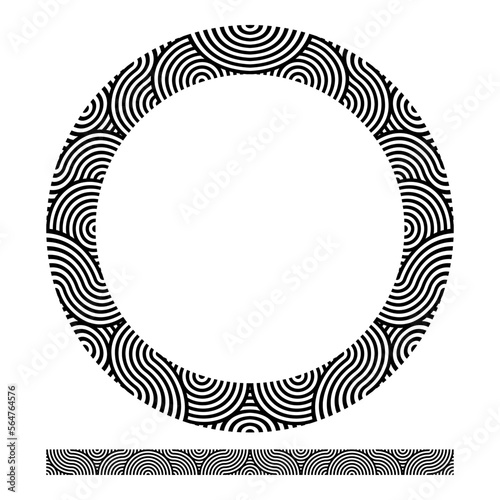 Greek frame on white background.Greek frame on white background.Black and white swirl frame.Original decorative ornamental border frame.Seamless fancy floral border for textile design and fabrics.	
