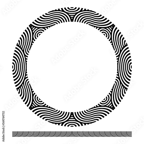 Greek frame on white background.Greek frame on white background.Black and white swirl frame.Original decorative ornamental border frame.Seamless fancy floral border for textile design and fabrics.	