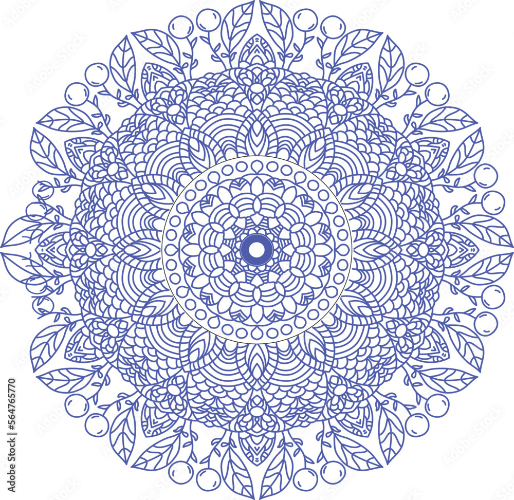 Mandala Vector Design in blue colors suitable for many uses