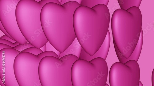 Pink Rotating Hearts  in a Seamless Loop. Good for Wedding, Valentine's Day, Love Story,  Anniversary, Mother's Day, Marriage.