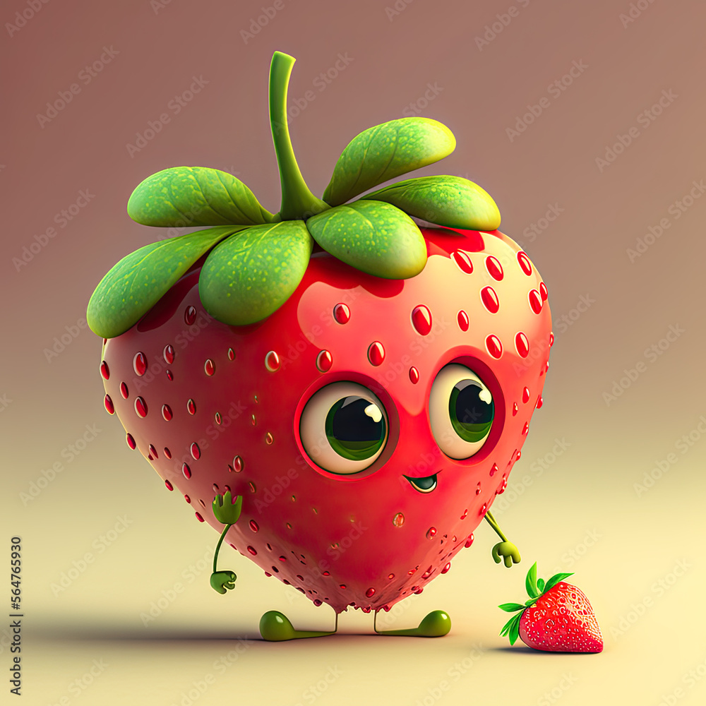 Erdbeere Obst Gemüse Früchte Cartoon Sticker Logo Digital Art ...