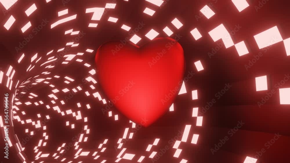 Red Heart in Neon Tunnel in a Seamless Loop. Ideal for Wedding, Valentine's Day, Love Story, Anniversary, Mother's Day, Marriage. Red Heart in Neon Tunnel in a Seamless Loop. Ideal for Wedding, Valentine's Day, Love Story, Anniversary, Mother's Day, Marriage.