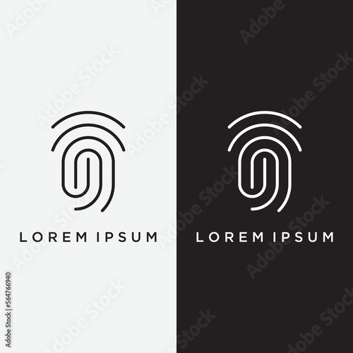 Modern human fingerprint vector logotype. Fingerprint for identity, business card, technology, digital.