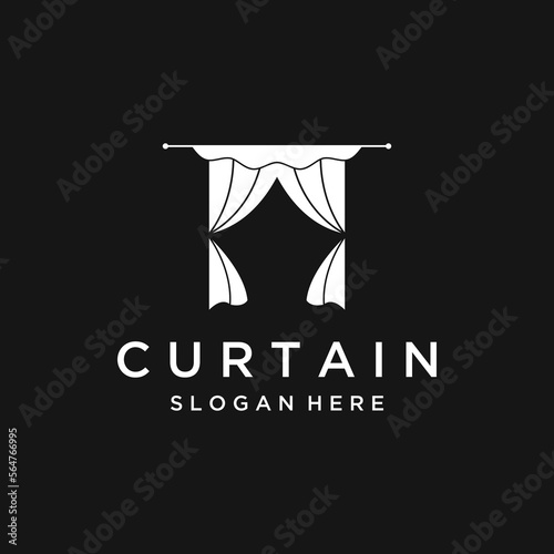 Creative luxury curtain or curtain Logo template design for Theatre, home,hotel and apartment.