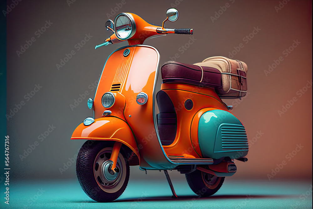 Illustration of a vintage scooter. Generative Ai Stock Illustration | Adobe  Stock