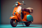 Illustration of a vintage scooter. Generative Ai