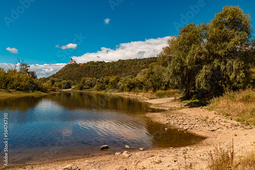 Beautiful summer view with reflections at the famous Bogenberg mountain, Bogen, Danube, Bavaria, Germany photo