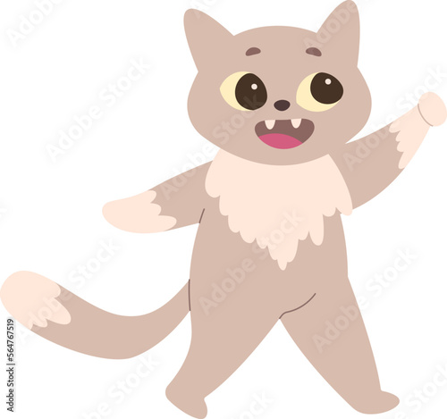 Funny cat flat icon Cheerful kitty celebrate birthday