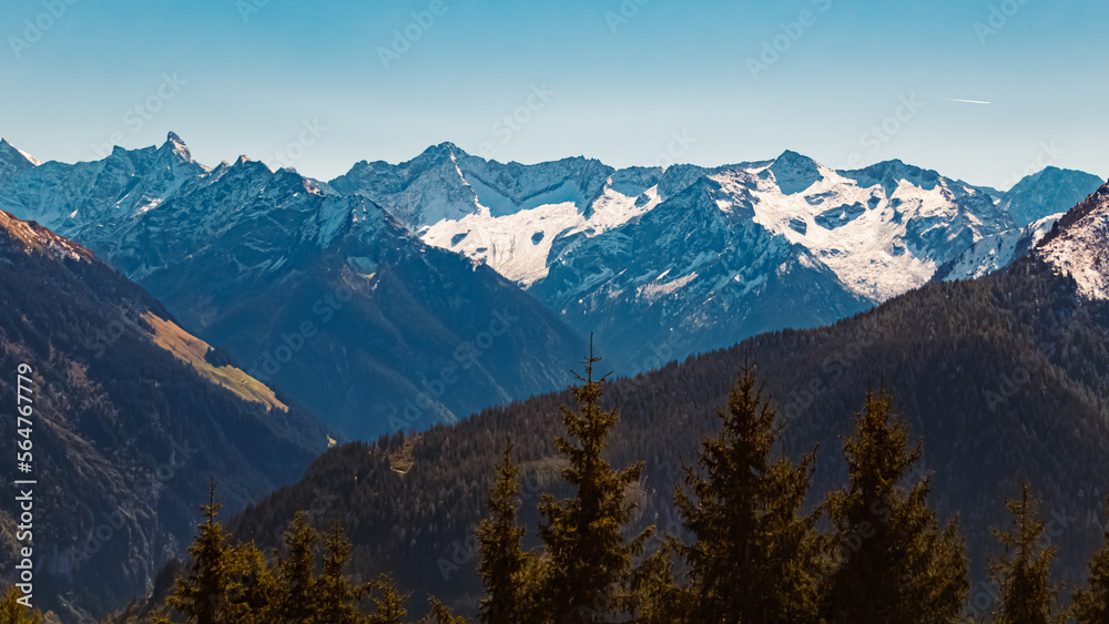 Beautiful alpine summer view at the famous Penken summit, Mayrhofen, Tyrol, Austria