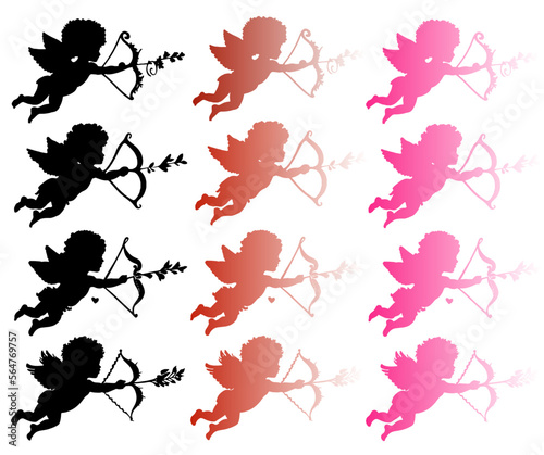 Cute Cupid Silhouette Vectors