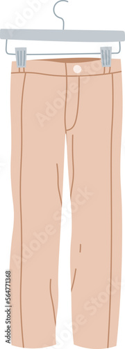 Trendy trousers flat icon Fashionable outfit on hanger